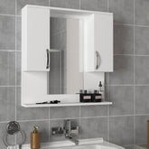 Intérieur du meuble miroir MirroSpace révélant des rangements spacieux - LeBoMeuble